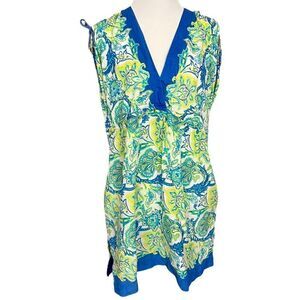 Lauren Ralph Lauren Swim Coverup Blue Green Paisley Floral Lightweight Cotton L